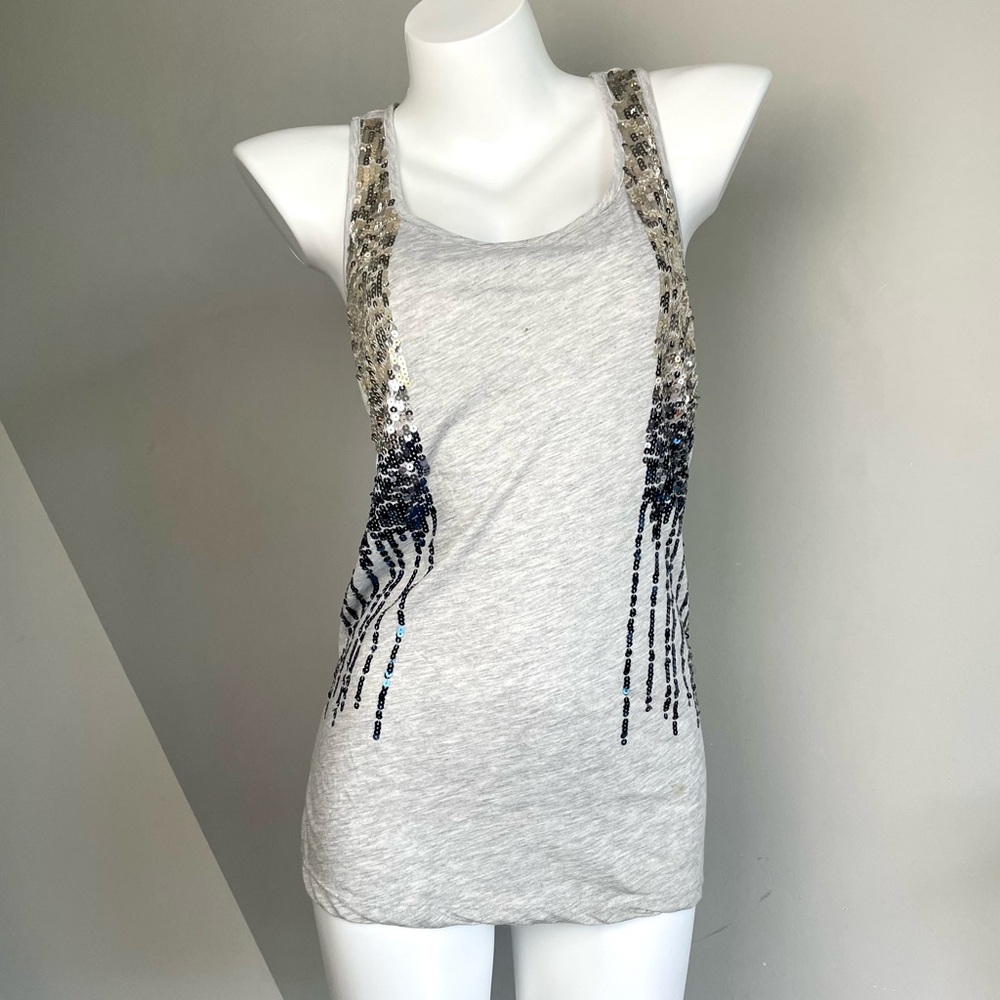 Gray Sequin Embellished Tank Top